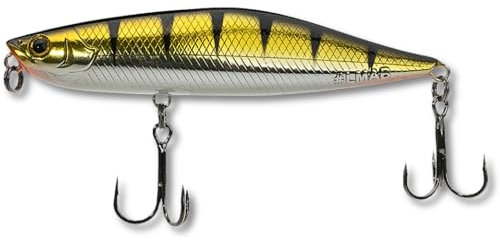 LMAB Topwater Köder Dog Vibe 85F, Stickbait 8,5 cm, Oberflächen Wobbler, Hardbait, bleifrei, Oberflächenköder für Walk The Dog, Barsch, Rapfen Kunstköder, Oberflächenköder Hecht (Real Perch)