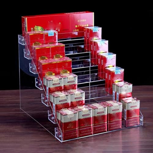 EXCLURA Snack Regal Acryl-Zigarettenständer für Den Einzelhandel, 7-stufiger Transparenter Snackständer, Zigarettenständer, Aufbewahrungsorganizer für Küche/Küche/Zimmer/Speisekammer