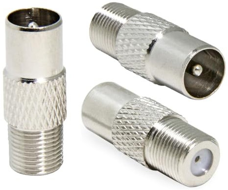 HiAoey 3 Pcs F Female to PAL Male 9.5mm TV Satellite Antenna Coax Adapter, Socket F-Connectors Adaptor Satellite to RF Coax Aerial Male Adapter Converter Brand