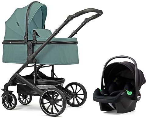 Pixini Kinderwagen Kalani 3in1 Kombikinderwagen, inkl. Babywanne & Buggy & Auto-Babyschale & Cupholder (mint)