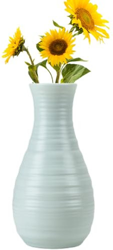 Stylish Plastic Decorative Flower Vase - Faux Ceramic, 10.5 * 20.5Cm (Green) for Home & Office Decoration