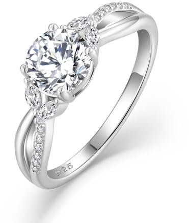 FJ Verlobungsring Damen 925 Sterling Silber Unendlichkeit Ring Eheringe Antragsring Promise Ring mit Zirkonia Schmuck Geschenke für Frauen Größe 52