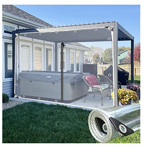 Clear Vinyl Patio Outdoor Curtain Waterproof Tarp Panel Heavy Duty Transparent Plastic Sheet for Pergola Porch Gazebo Cabana 11x9ft/3.5x2.7m