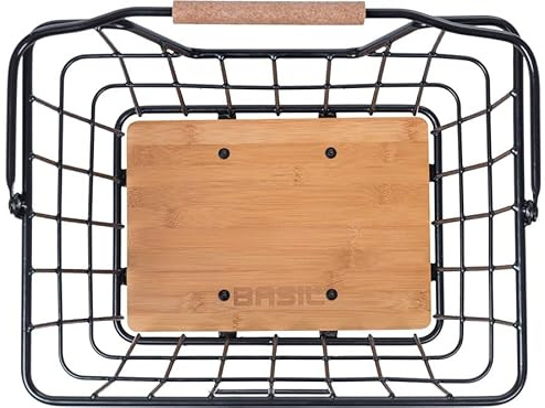 Basil Nordland Bicycle Basket - Rear Wheel - MIK System - Lockable - Weatherproof and Robust - 23 Litres - Black/Natural Brown
