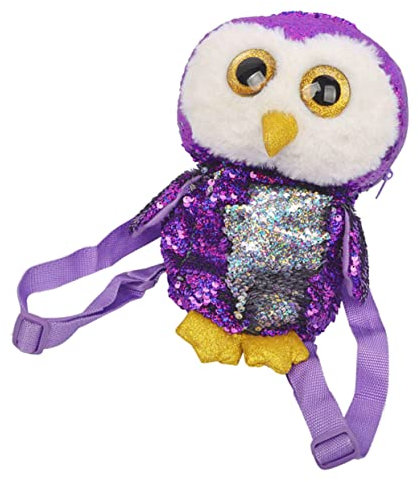 VALICLUD Silberner Pailletteneulen Rucksack Junge Mädchen Schulrucksack Klein Leichter Schüler Backpack Mit Metallreißverschluss Für Tagesausflüge Und Alltag