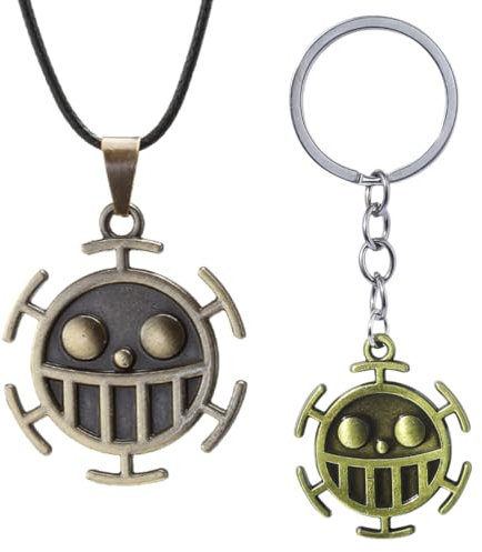 PYAIOVR 2 Pezzi Collana/Portachiavi One Piece Set, Anime Portachiavi In Metallo, Accessori Collana Portachiavi Decorazioni Per Regalo Di Compleanno,One Piece Gadget