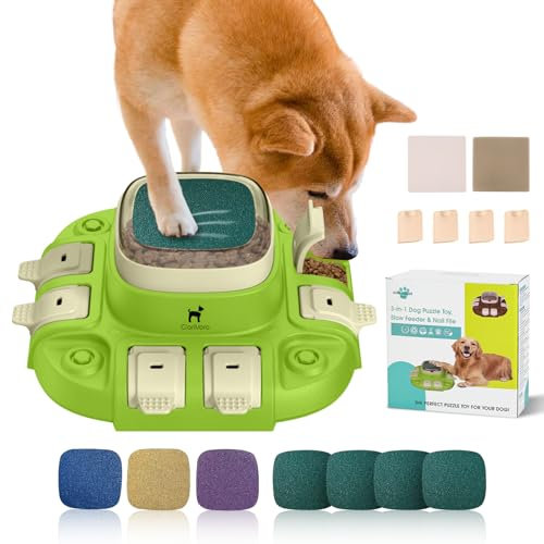 ClariVora Dog Puzzle Toy Dog Toys 2 Levels, Slow Feeder & Dog Nail File, Dog Food Treat Feeding Toys for IQ Training, Dog Entertainment Toys for All Breeds Green