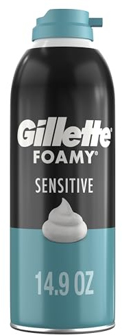 Gillette Foamy Sensitive Shave Foam for Men, Protection Against Shaving Irritation, Quick and Smooth Shave, sensitive skin, shaving cream, 14.9oz