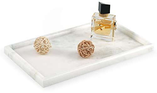 Cahzfie Luxuriöse Afrika Naturmarmor Badezimmer Tablett, Marmortablett, Schmuckschale, Kerzentablett, Deko Tablett für Küchenspüle, Badezimmer, Arbeitsplatte, Schwämme, Kosmetik (Namib Fantasy)