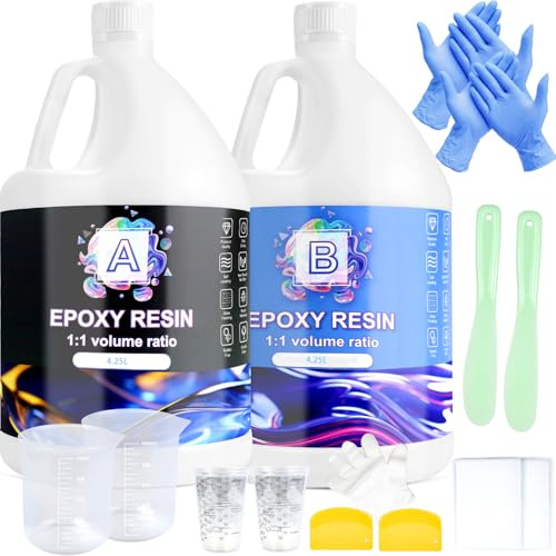 Ghguole Epoxidharz Set-8.5 L Epoxidharz mit Härter für Anfänger,Kristallklares Gießharz Holz Schmuckherstellung,Gussbeschichtung Holz,Schimmelguss,DIY Dekoration