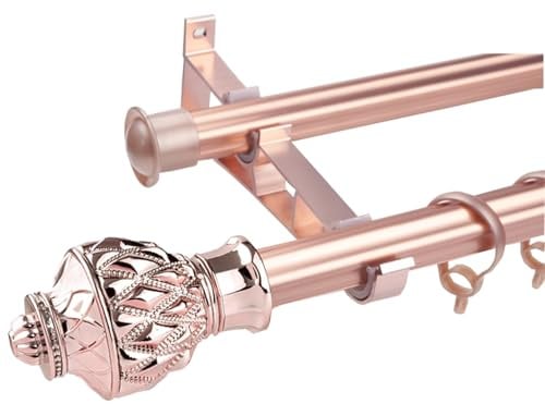 JTPMYFT Rail de Rideau Ultra-Silencieux, Tringle Romaine en Alliage d'aluminium, Tringle à Rideau Double en Alliage d'aluminium silencieuse(Rose Gold,220cm)
