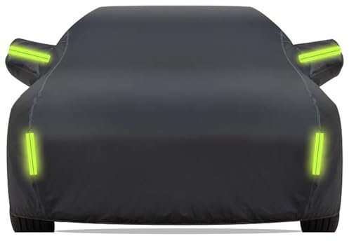 Auto Abdeckplane Wasserdicht für Trabant P 601 Schwarz Autoabdeckung Outdoor mit Reißverschluss,Allwetter gegen Schnee,Regen,UV-Strahlen,Staub,Kratzer Autoplane mit Reflektionsstreifen