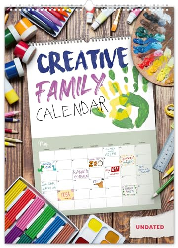 NOTIQUE Bastelkalender 2026 XXL – Kreativer DIY Familienkalender zum Selbstgestalten & Ausmalen – Fotokalender ohne Jahr - Kreativkalender Wandkalender Kalender 33x46 cm (Undatiert, Englisch)