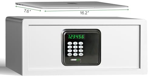 ISLANDSAFE Hotel Safe 1.1 Cubic Feet Home Security Safe and Lock Box with Digital Keypad, Mounting On Floor Wall of Money Document Office Safes Box for IPhone, Jewelry, Gun (White, Digital Code)