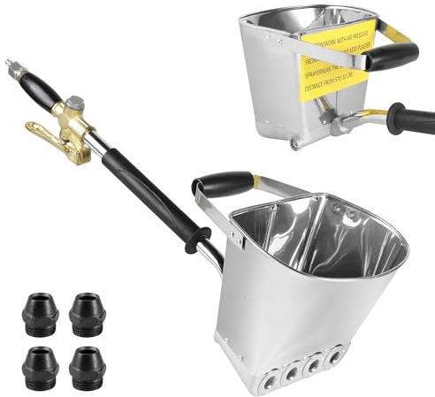 SUPAWAY 4 Jet Plastering Machine, 3.5 L Cement Spray Gun, Aluminium Alloy, Pneumatic Cement Mortar, Hopper Gun, Cleaning Launcher for Wall Coatings on Plaster, Concrete, Cement, Mortar, Lime Mortar