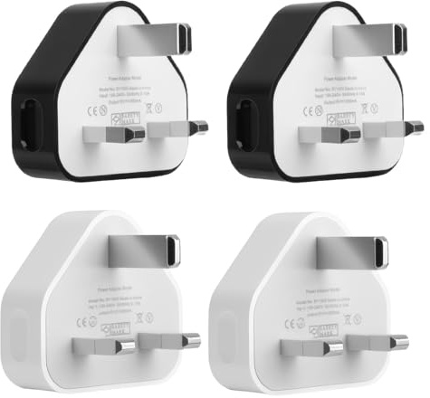 USB Charger 4 Pack 5V 1A USB Wall Adapter with 3 Pin usb plug Mains Adapter | Fast Safe Charging Compatible with iPhone 14/13/12/11/XR/XS/SE/8 for iPad Samsung Huawei Pixel charger plug Portable travel