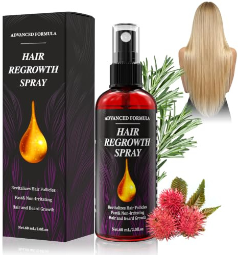 AMAINKI Hair Growth Serum Spray,Mit Rosmarinöl&Biotin,Männer/Frauen–60ml | Mit Rizinusöl Extrakt,Haarwachstum Beschleunigt,Erblichem Beugt Haarausfall Vor,Stärkeres&Dickeres Haar,Als Bartwuchsmittel