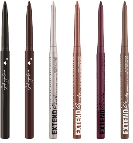 6 Stück Kajal Wasserfest, Metallic Eyeliner Glitzer, Kajalstifte, Hohe Farbwiedergabe, Schnelltrocknend, Langanhaltend und Wischfest, Geeignet für das tägliche Make-up von Frauen