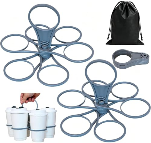 3 Pcs Drinks Carrier, Convenient Cup Holder for Multiple Beverages, Sturdy Drinks Holder with Storage Pouch for Outdoor Gatherings, Portable Cup Carrier with Durable Construction
