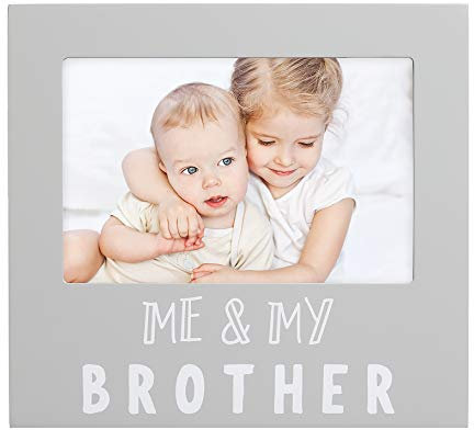 Pearhead Me and My Brother Sentiment Photo Frame, Big Sister or Brother Gift, Sibilng Pictures, Baby Keepsake, 10.16 cm x 15.24 cm Insert, Grey