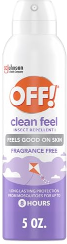 OFF! Clean Feel Insect Repellent Aerosol with 20% Picaridin, Bug Spray with Long Lasting Protection from Mosquitoes, Feels Good on Skin, 5 oz
