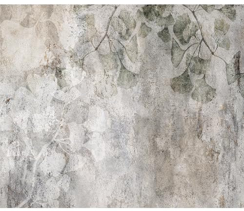 decomonkey Fototapete Pflanzen 450x315 cm Design Tapete Fototapeten Tapeten Wandtapete moderne Wand Schlafzimmer Wohnzimmer Laub Steinoptik Blätter