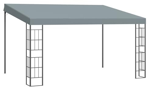 Outsunny Pergola 4 x 3 m Gartenpavillon Pavillon Überdachung Zelt Metall Polyester Grau