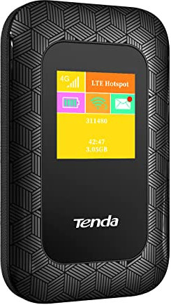 Tenda 4G Mobile Hotspot - Dispositivo 4G LTE Cat4 150Mbps MiFi, router con ricarica USB e batteria da 2100 mAh, nessuna configurazione richiesta (4G185), nero