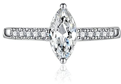Ayoiow Bague Plaque Or Zirconium Blanc Bague Marquise Forme Blanc Oxyde De Zirconium Bague De Mariage