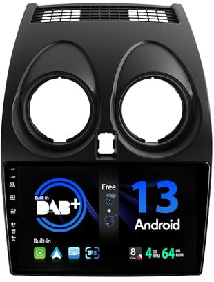 SXAUTO - Built-in DAB - Android 13 IPS Autoradio Passt für Nissan Qashqai J10 (2006-2015) - Eingebaut Carplay/Android Auto/DSP - LED Kamera + MIC - 4G+64G - AHD 360-Camera SWC Fast-boot - 2 Din 9 Zoll