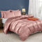 Horbaunal 5 Pieces Satin Duvet Cover Set King Size Rose Gold Duvet Cover with Corner Ties & Zipper Closure, Luxury & Silky Bedding Set, 1 Duvet Cover and 4 Pillowcases (No Comforter)