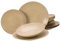 CreaTable, 23919, Serie Lava Stone Sand, 12-teiliges Geschirrset, Teller Set aus Steinzeug, spülmaschinen- und mikrowellengeeignet, Made in Portugal