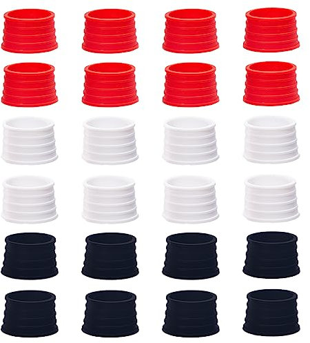 GORGECRAFT 24Stk 3 Farben Tennis-Silikonring Schwarz Weiß Rot Tennisschläger Gummi-Griffband Tennis-Absorptionshülle Hält Overgrip An Ort Und Stelle Für Squash Badminton Racquetball 18mm Durchmesser