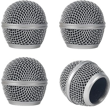 ASUNFO 4 pz microfono testa a sfera griglia maglia argento sostituire con schiuma interna per Beta Sm58