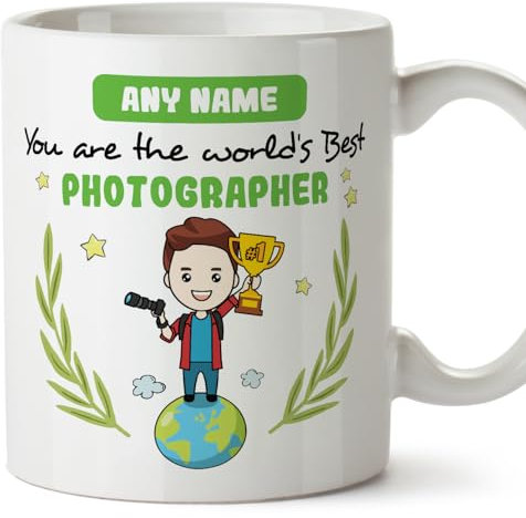 MUGFFINS Personalised Mug for Photographer Man - in English - You are World's Best - Funny Custom Gift for Colleagues - Ceramic 11oz Mug