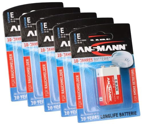 5X Hochleistungs Rauchmelder Batterie Extreme Lithium 9V Block
