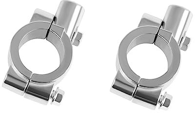 Godimg 2 x Universal 10mm Motorcycle 22mm (7/8') Handlebar Mount Clamps Handlebar Fixing Clamps Chrome for Kawasaki Suzuki ATV 4 Wheels Quad Dirt Pit Pocket Bike Scooter