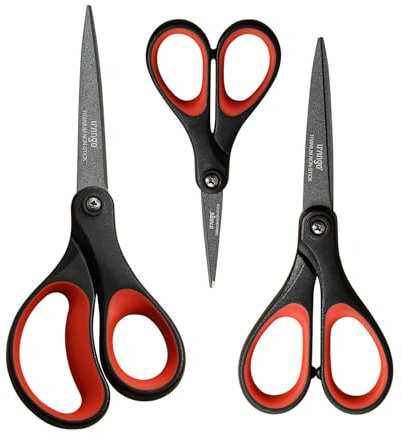 LIVINGO Titan-Scheren-Set – robuste, scharfe Antihaft-Klingen für Papier, Stoff, Schreibwaren – komfortable Griffe – ideal für Zuhause, Büro, Schule und Basteln – inklusive Größen 12,7 cm, 17,8 cm,