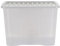 Wham Crystal 80 Liter Storage, Heavy Duty Plastic Storage Box With Lids Home Office Stackable Nestable, Large Storage Boxes With Lids 60 x 40 x 42 cm - Tint Grey (Pack of 4)