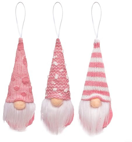 Gettimore Weihnachtswichtel zum Aufhängen, 3 Stück, nordischer Zwerg, Plüsch-Ornamente, Puppen-Anhänger für Weihnachtsbaum, Urlaub, Party-Dekorationen (A)