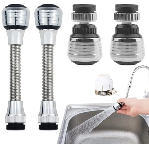 5 Stück Wasserhahn Verlängerung, Flexibler Schwenkbarer Wasserhahnaufsatz, Drehbar 360 Grad, Luftsprudler für Spüle und Küche, Praktische Wasserhahnverlängerung für Komfort und Effizienz