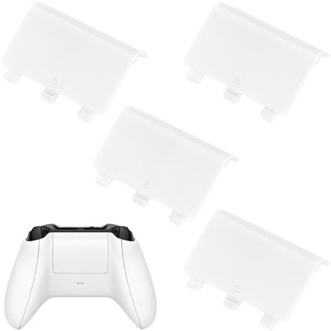 4 Pcs Compatible with Xbox Controller Battery Cover, Replacement for Xbox Controller Back Cover for Xbox One Controller, Repair Shell Cover Part for Xbox One Controller Battery Cover(White)