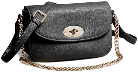 David Jones - Kleine Umhängetasche Damen - Schultertasche Kettenhenkel PU-Leder - Handtasche mit Klappe - Crossbody Bag Tasche für Stadt Abend Shopping - Modisch Elegant - Schwarz