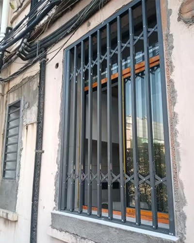 Inferriate per Finestre Grigio Grata di Sicurezza Pieghevole con Serratura, Esterno Resistente Alle Intemperie Inferriata Finestra Pieghevole, Impedisce Cadute Accidentali Protezione Finestra Pieghevo