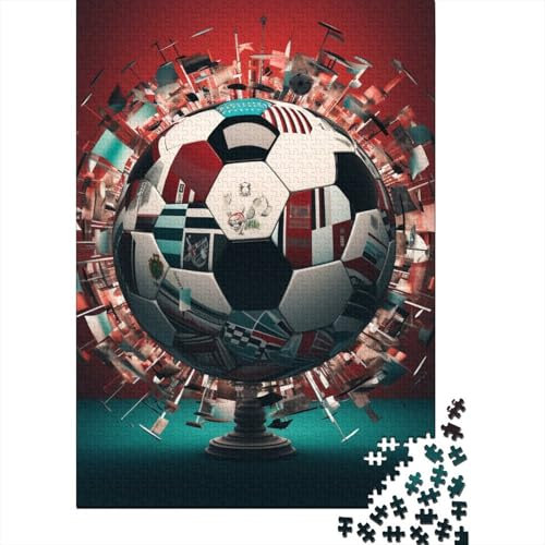 Football 1000 Piece Adult Jigsaw Puzzles World Flags Festive Gifts Family Challenging Educational Games Home Decoration for Home Decoration Gifts 1000pcs (75x50cm)