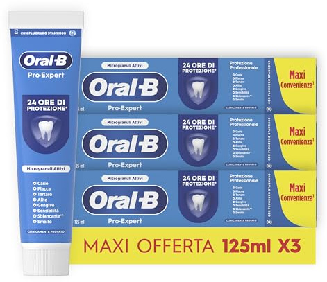 Oral-B Dentifricio Pro-expert Protezione Professionale 3x125ml, Dentifricio Formato Convenienza, Clinicamente Provato, Pulizia Denti Efficace, Alito Fresco, Sapore Menta Dolce