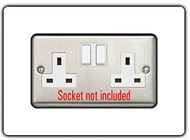Double Socket Surround, Square Acrylic Back Panel Finger Plate, Decorative Frame for Neat and Tidy Finish, Font Colour:White