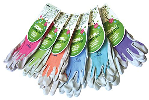 Gartenhandschuhe, Showa Floreo 370, 4 Paar, mit robuster Nitril-Beschichtung, L, 1