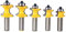 Bestgle Set of 5 Half Round Bullnose Router Bits Set Woodworking Milling Cutter Tool 1/8 3/16 1/4 5/16 3/8 Radius, 1/2 Inch Shank