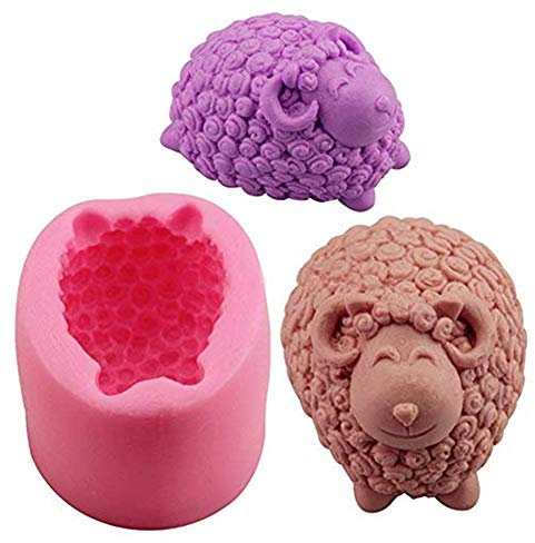 Suneast 3D Schaf Silikonform für Schokolade Seifen Kuchen Cupcakes Süßigkeiten Fondant-Formen Eiswürfel Bastelprojekte zur Kuchen- und Tortenverzierung Backutensil - Pink
